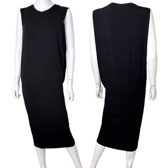 Halston Heritage Sleeveless Casual Tank Midi Dress in Black Women's Size M - Picture 2 of 14